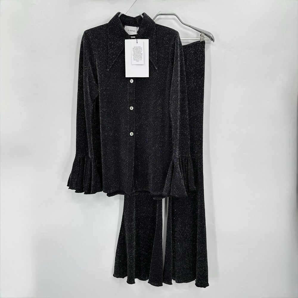 Sleeper Lurex Lounge Suit with Pants in Black Metallic size S Small Matching Set